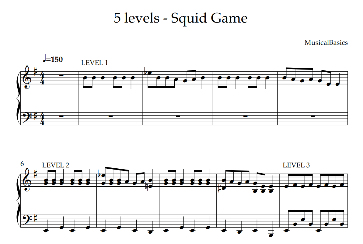 5 Levels Squid Game - MusicalBasics