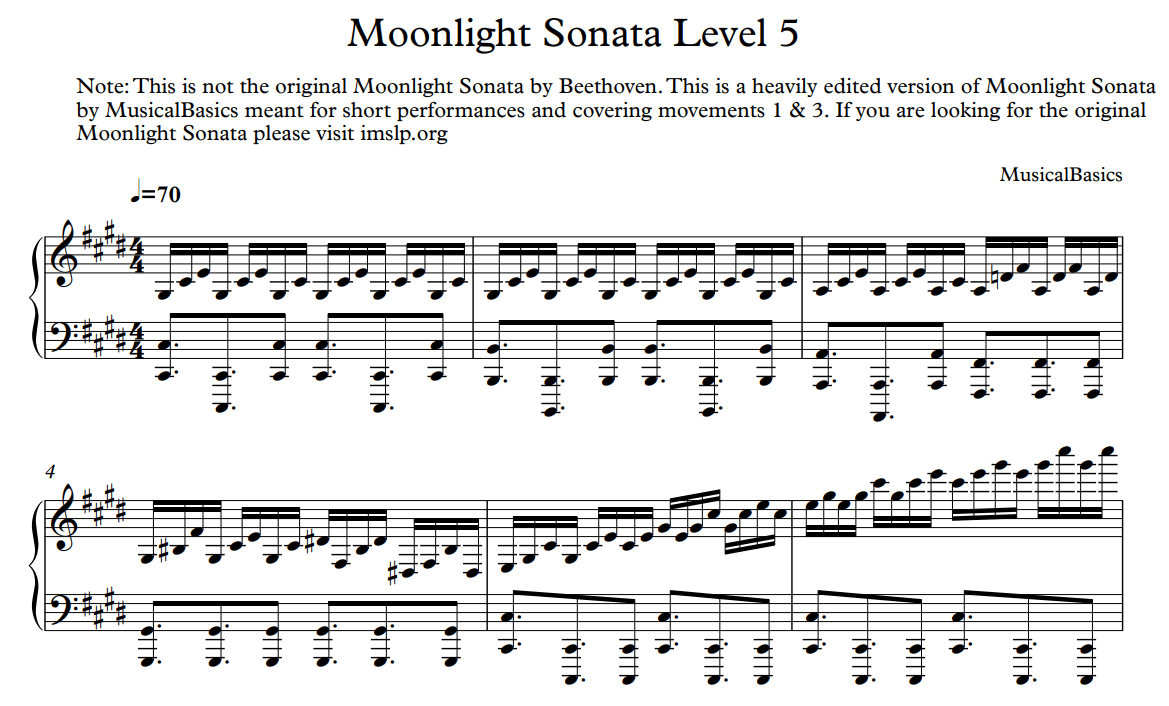 Moonlight Sonata Level 5 - MusicalBasics
